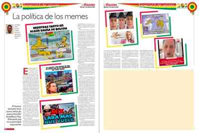 Edición impresa de La Razón, Especial 6 de Agosto de 2026, con la columna «La política de los memes» de Juan Pablo Vargas Rollano.